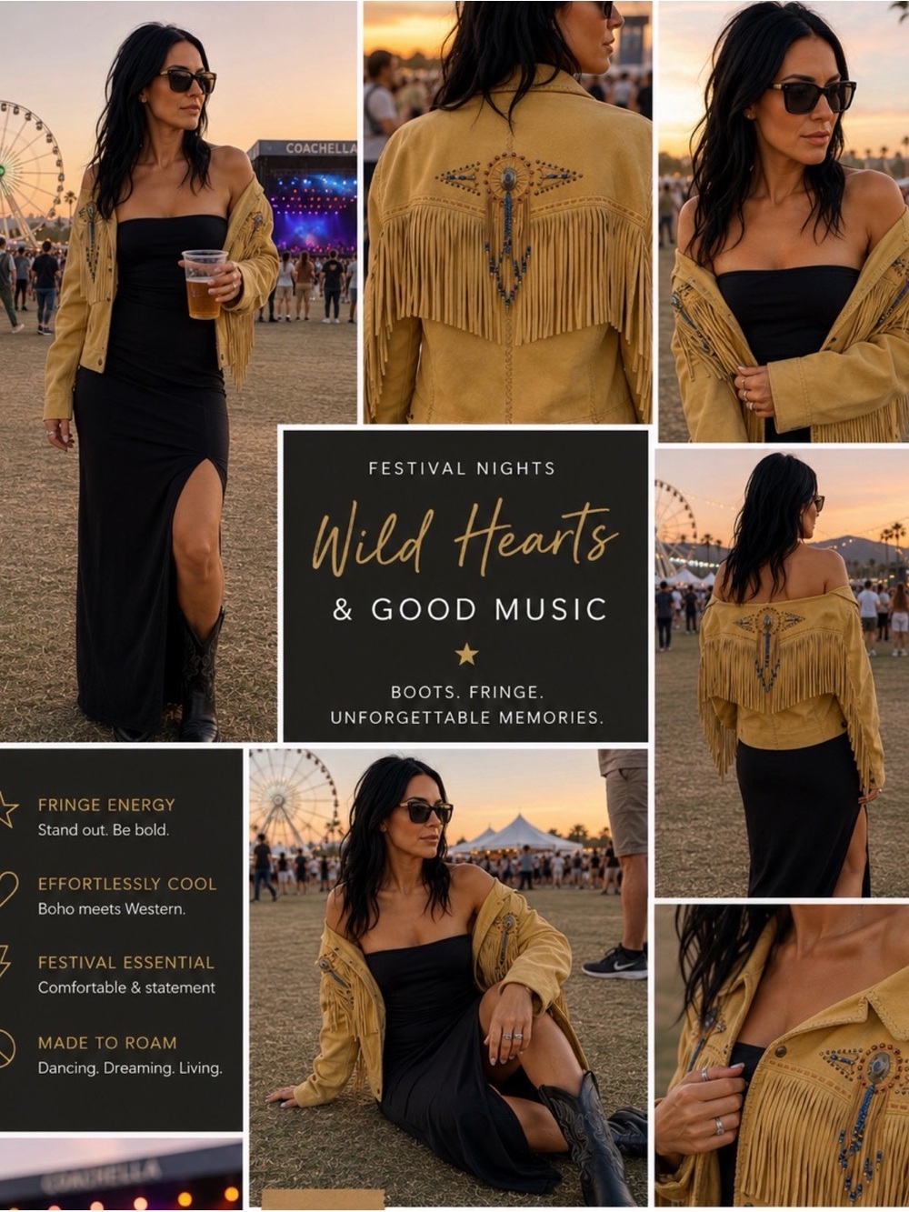 Cripple Creek - Chamios Tan Fringe Suede Leather Western Jacket-Festival Ready L
